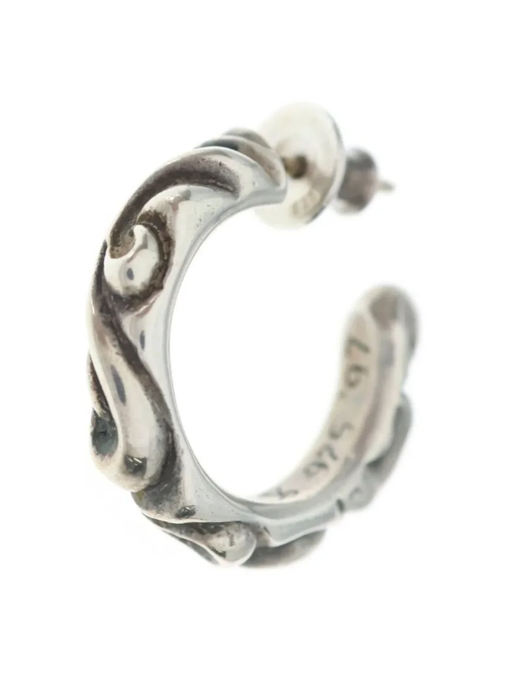 Chrome Hearts Hoop Scroll Earrings Silver
